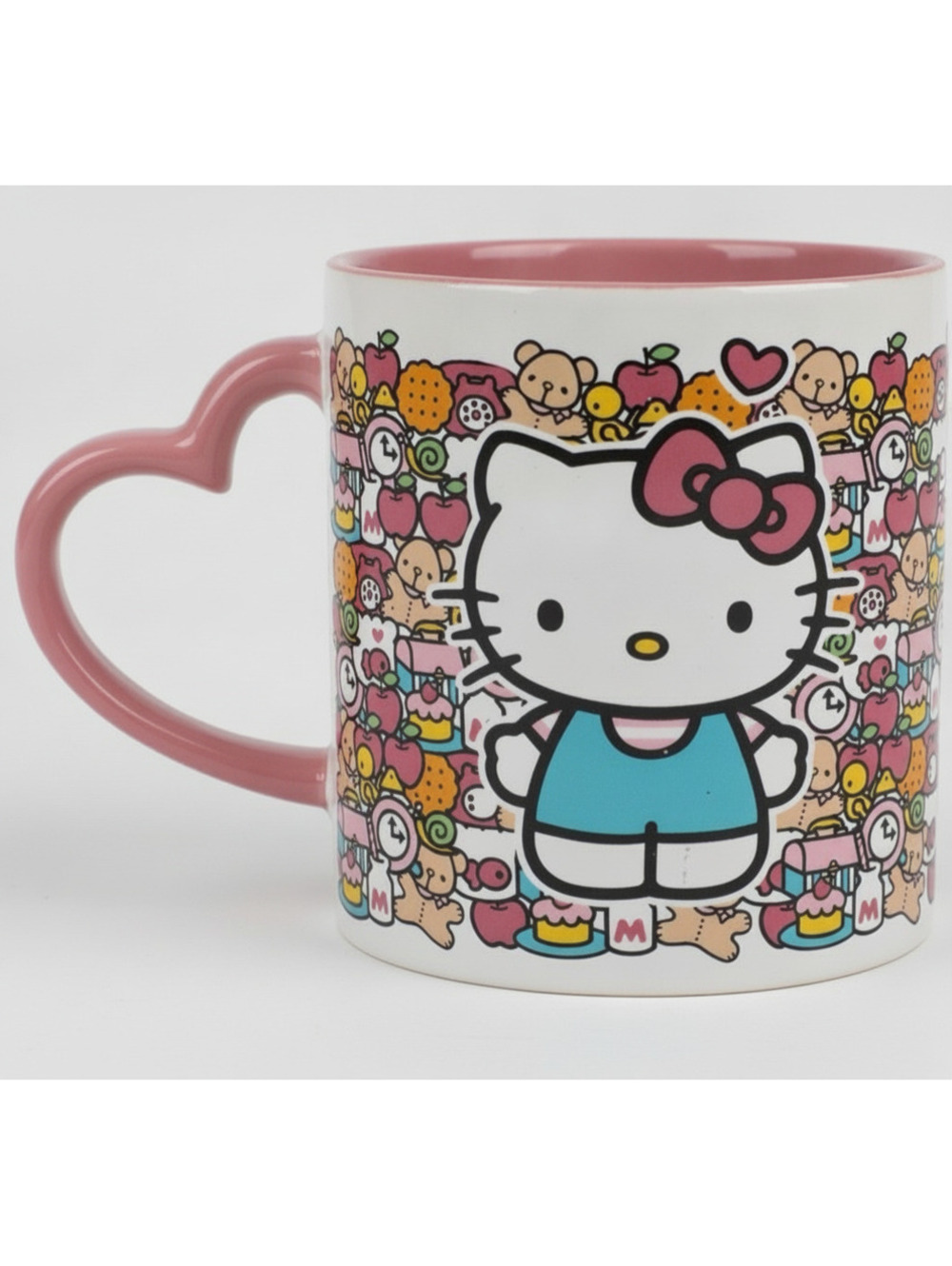 Hello Kitty Pink Heart Handle Ceramic Mug 16oz Cute Collectible Gift Cup